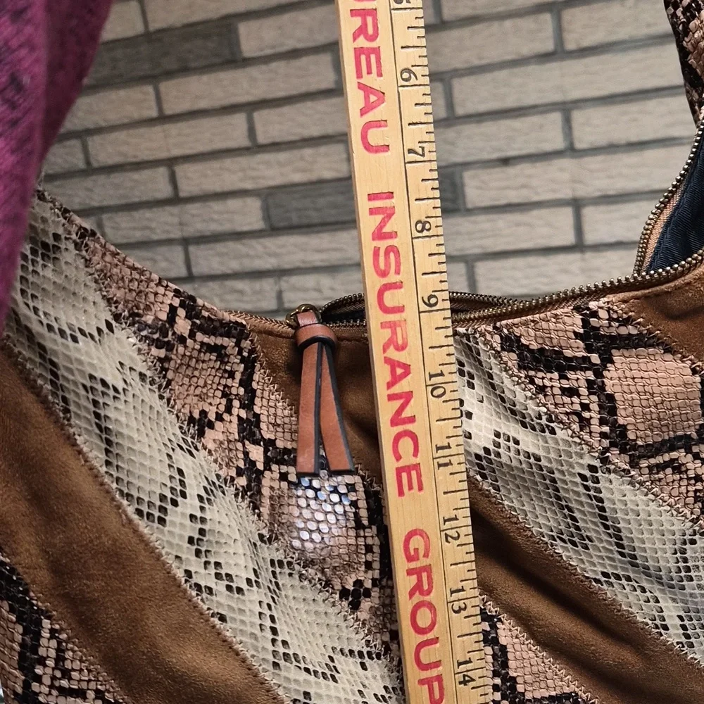Nwt Scoop Brown and Tan Snake Print Women's Boho Bag